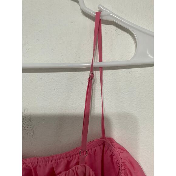 Day & Moon Pink Flounce Ameila Tiered Poplin Mini Dress Sz Medium Ruffles - Picture 5 of 8